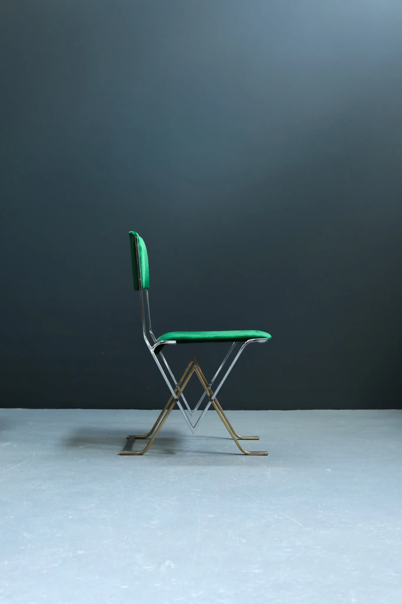 Romeo Rega Style Postmodern Dining Chairs in Green Velvet, Set of Six foto 4