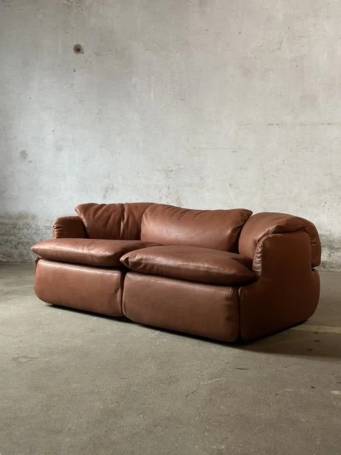 Alberto Rosselli Confidential Sofa for Saporiti in Cognac Leather foto 6