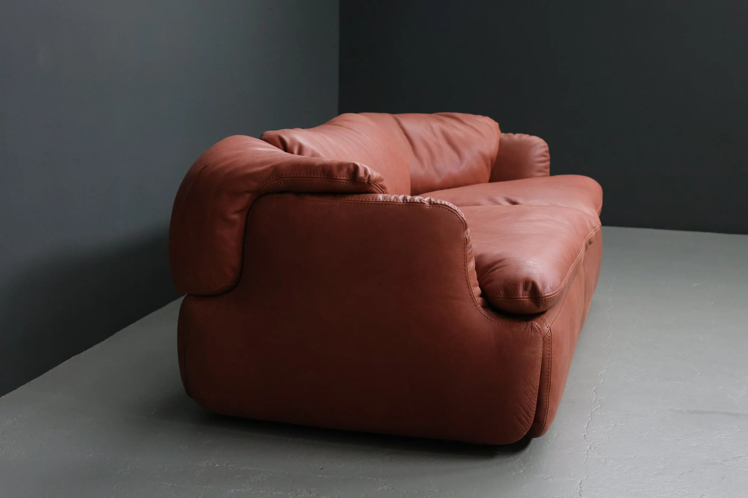 Alberto Rosselli Confidential Sofa for Saporiti in Cognac Leather foto 10