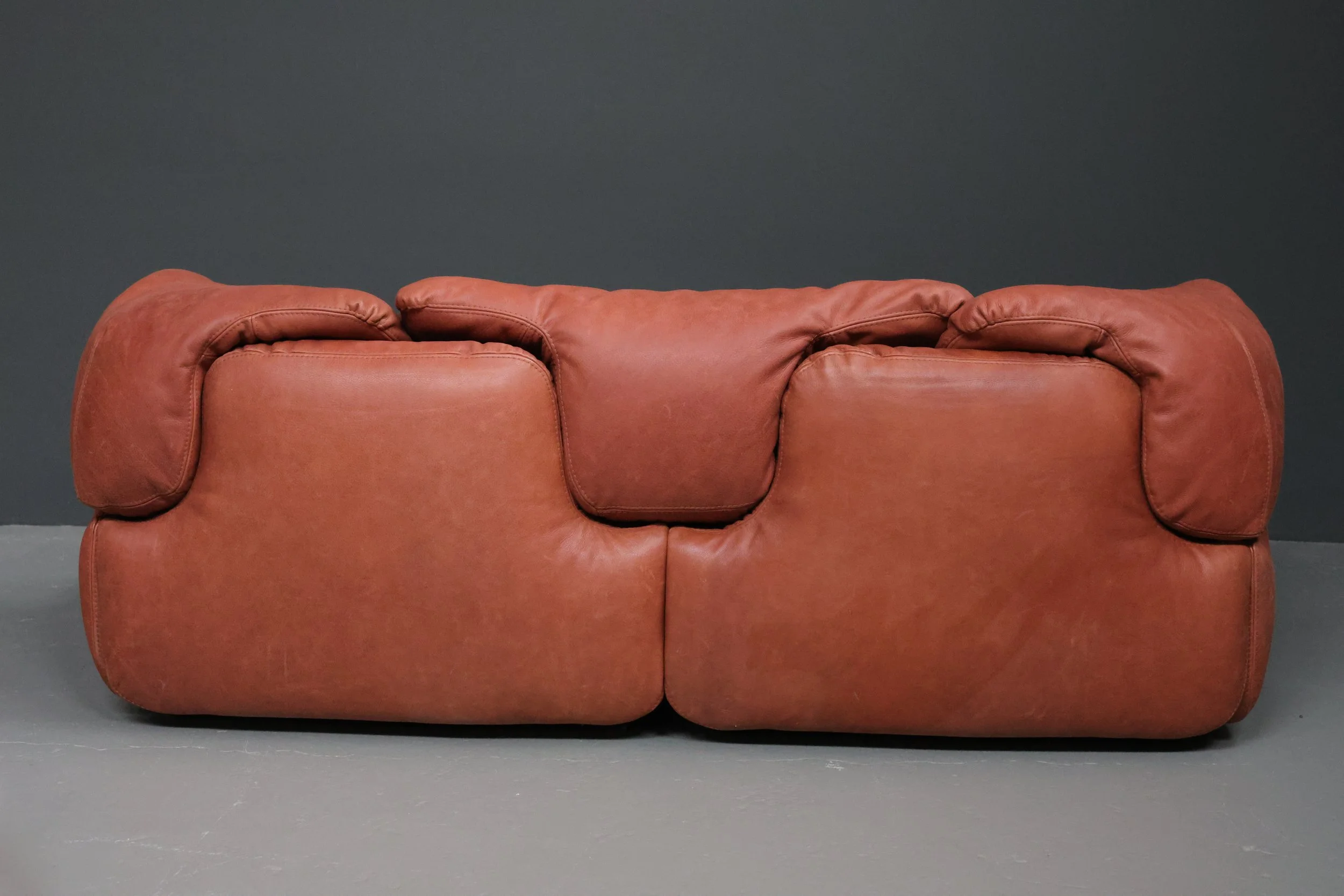 Alberto Rosselli Confidential Sofa for Saporiti in Cognac Leather foto 11