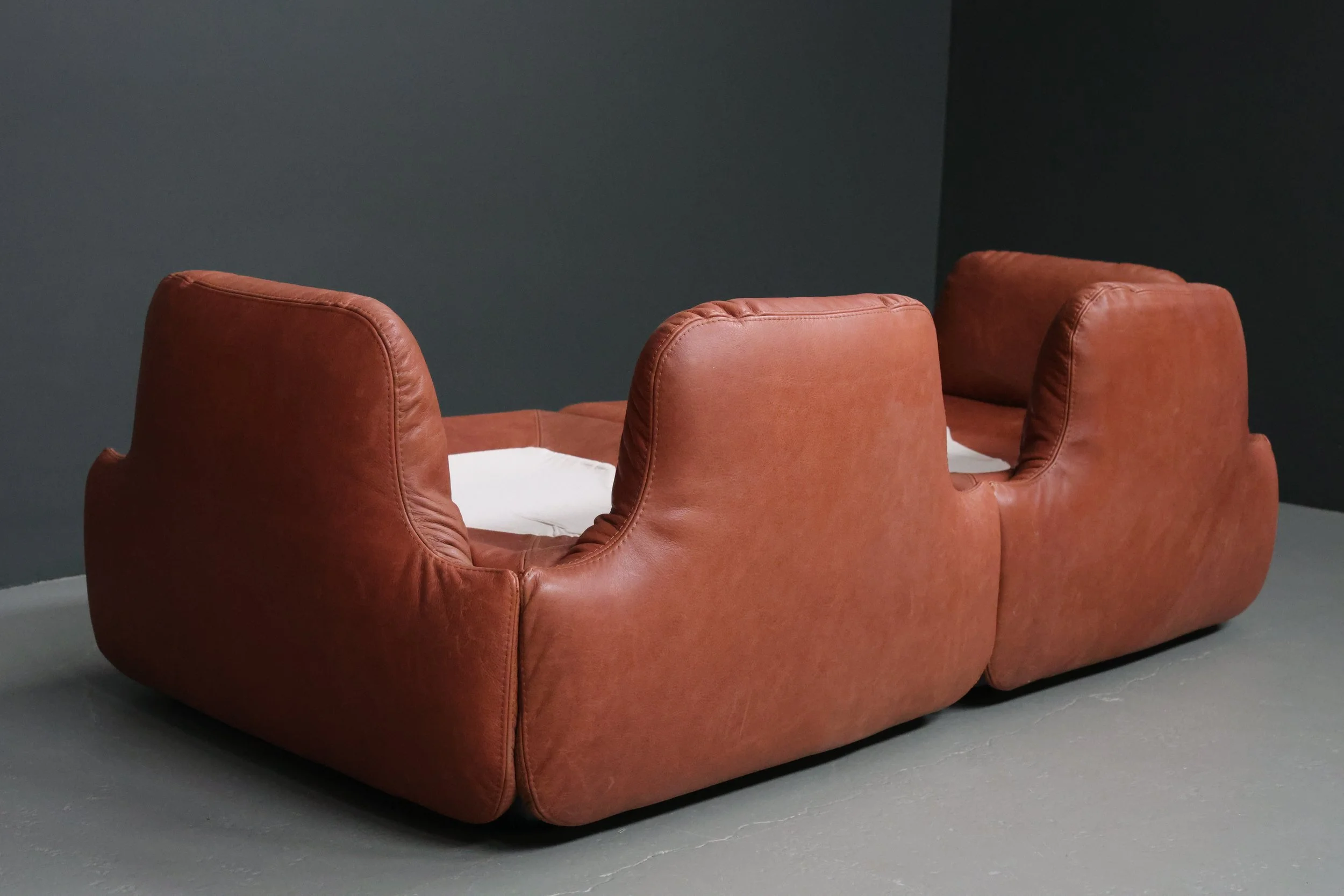 Alberto Rosselli Confidential Sofa for Saporiti in Cognac Leather foto 12