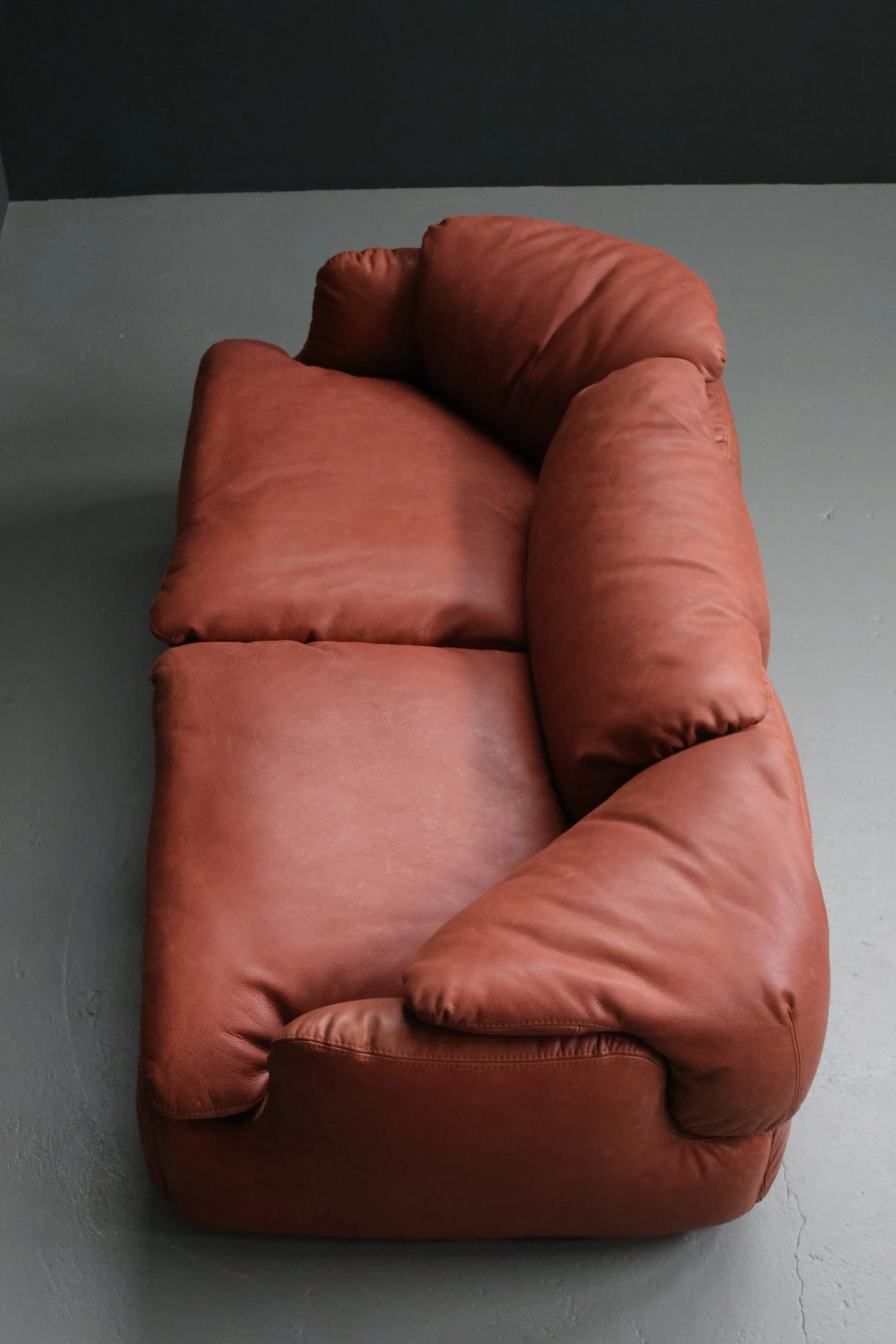 Alberto Rosselli Confidential Sofa for Saporiti in Cognac Leather foto 13
