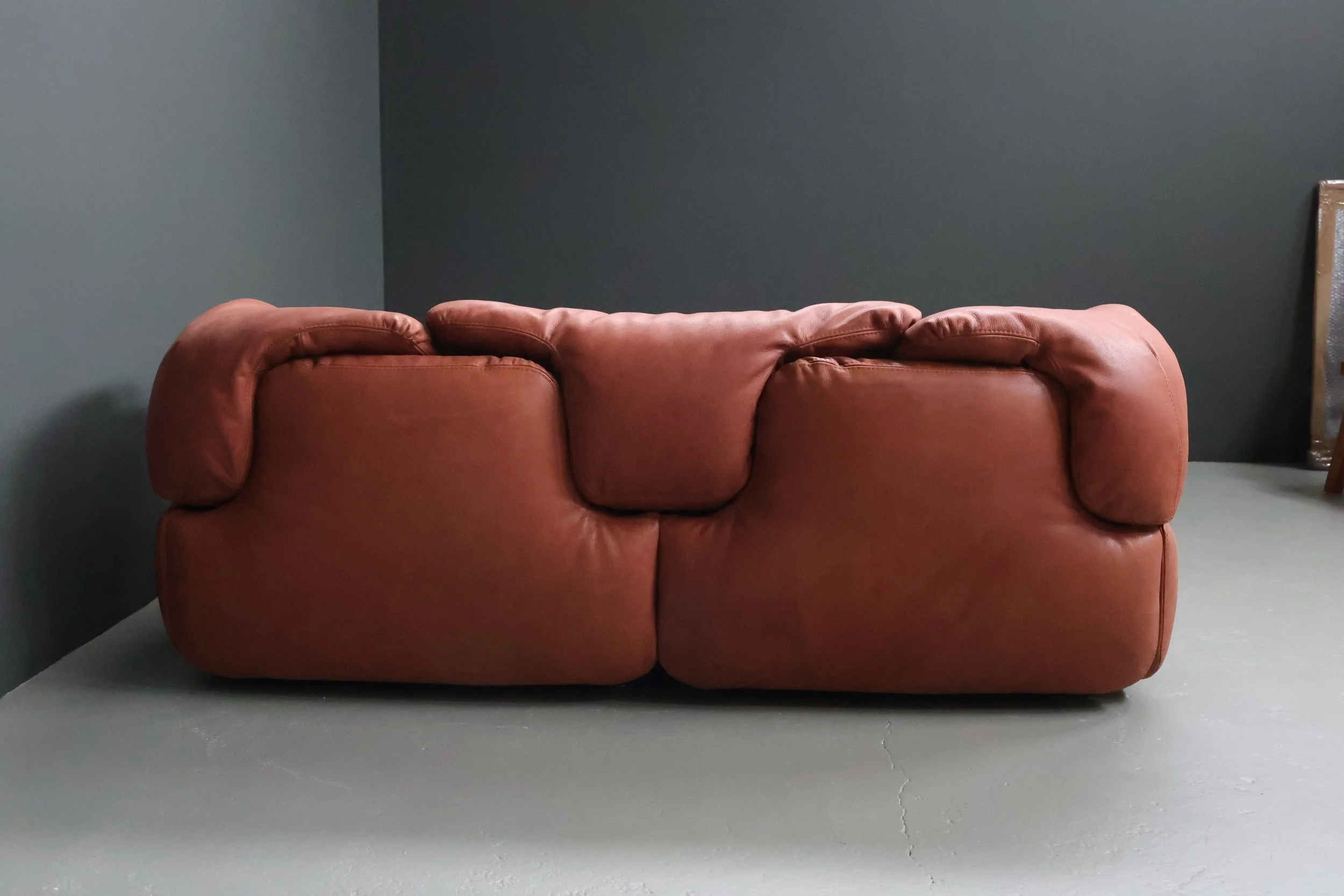 Alberto Rosselli Confidential Sofa for Saporiti in Cognac Leather foto 16