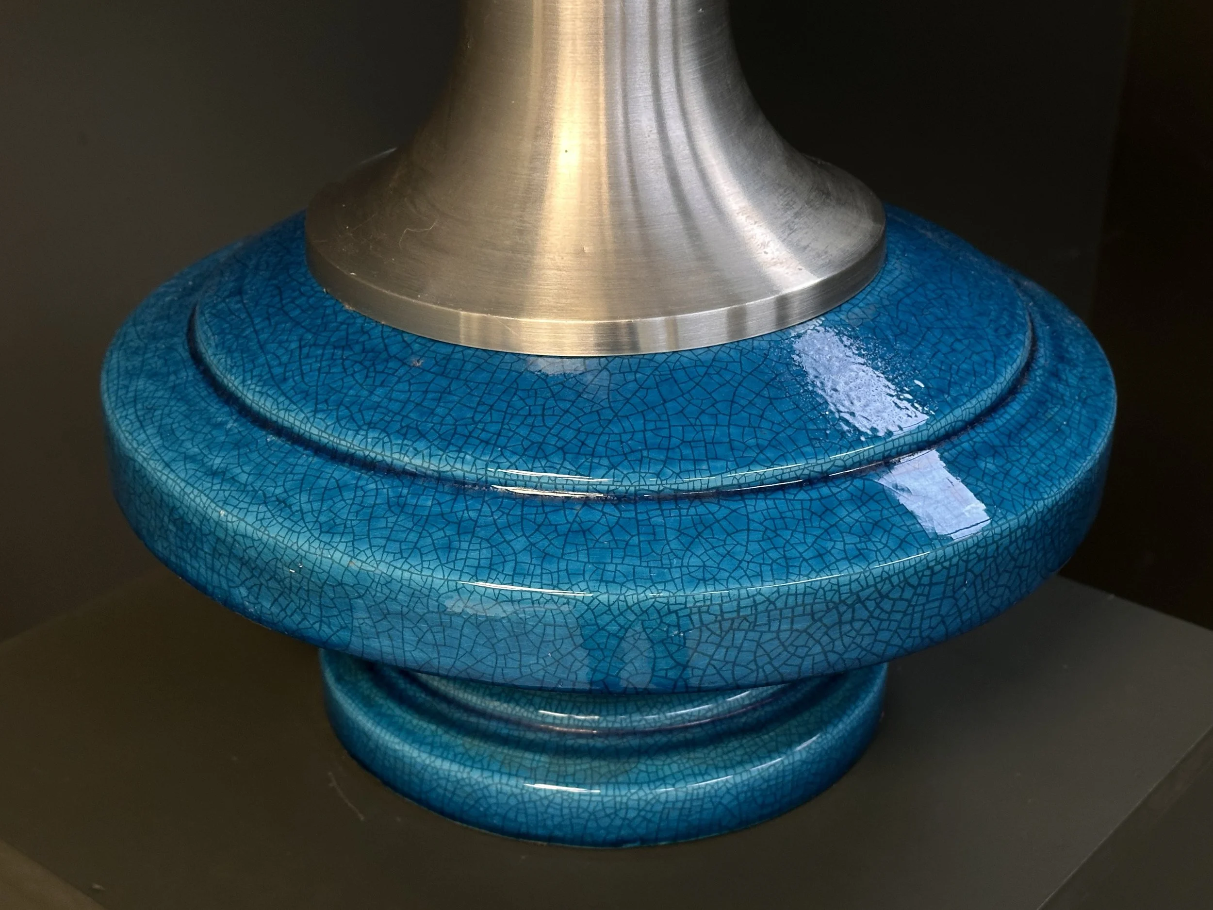 Space Age UFO Table Lamp in Blue Ceramic and Aluminum foto 4