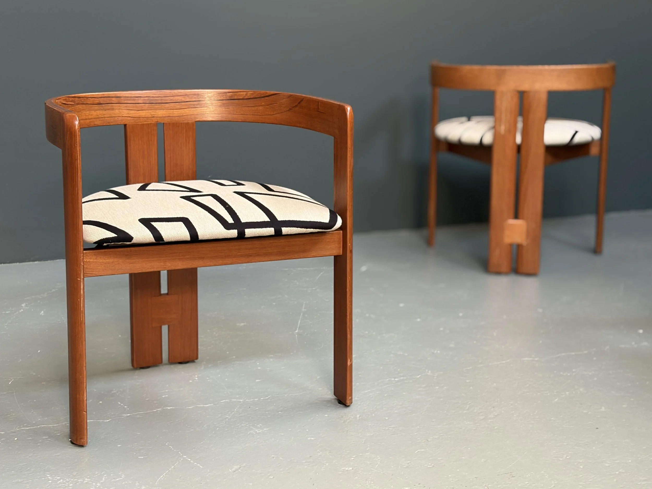 Set of three Tobia Scarpa Pigreco armchairs in walnut for Gavina, 1960s Italian design