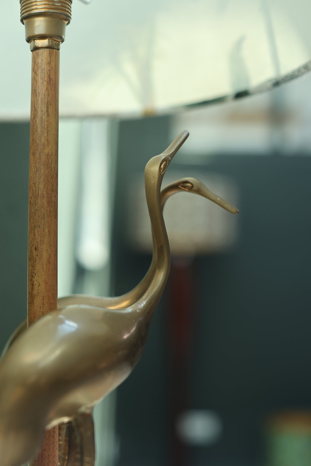 Vintage Italian Flamingo Table Lamp, Brass & Bamboo foto 3
