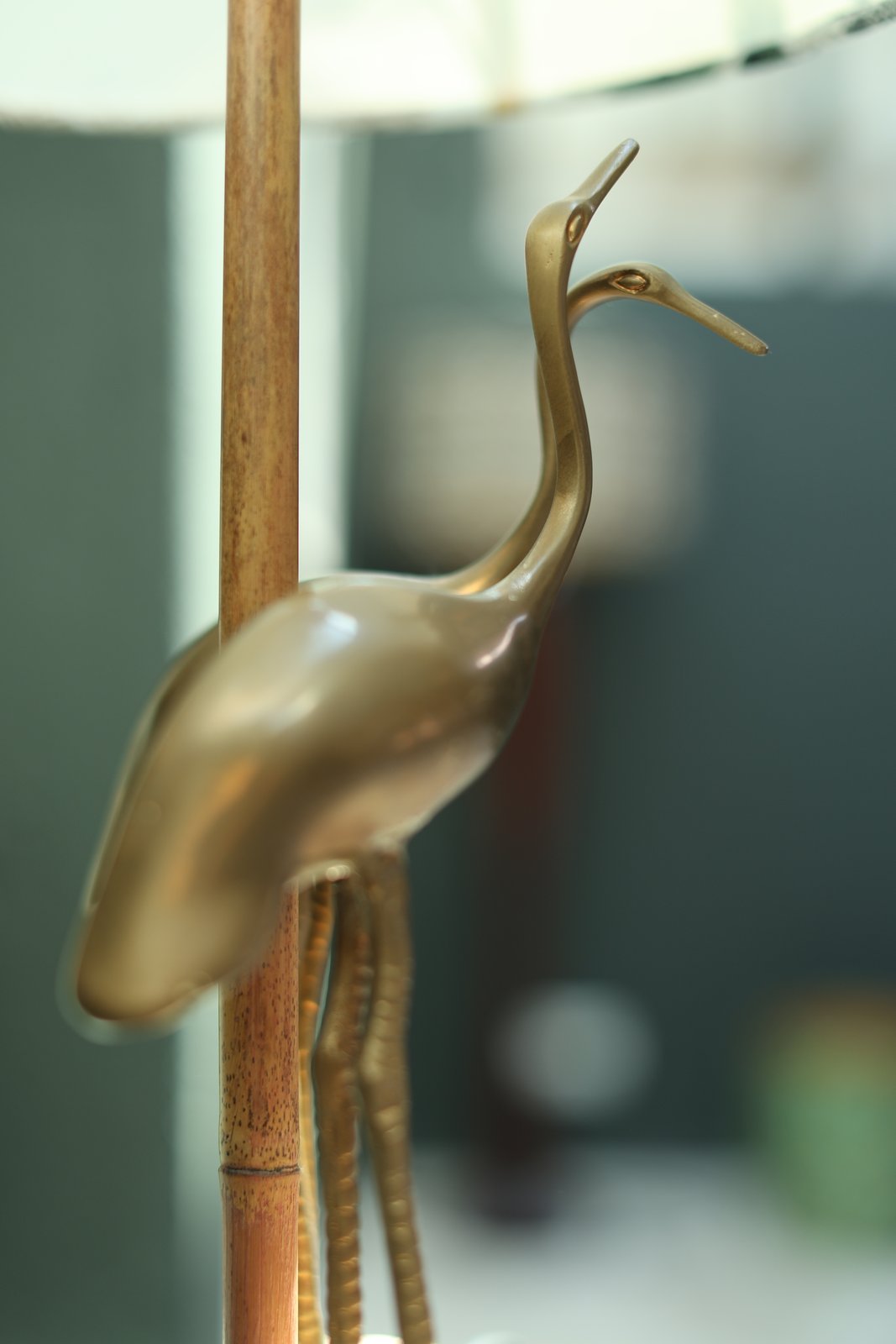 Vintage Italian Flamingo Table Lamp, Brass & Bamboo foto 5