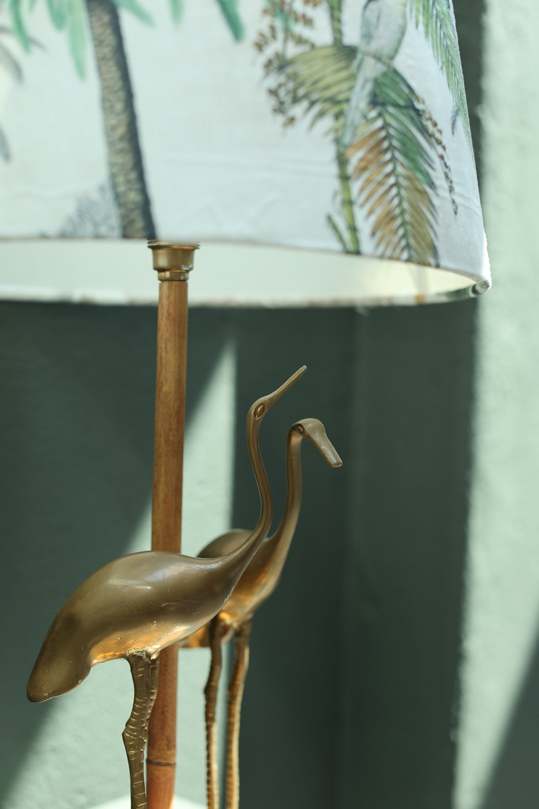 Vintage Italian Flamingo Table Lamp, Brass & Bamboo foto 6
