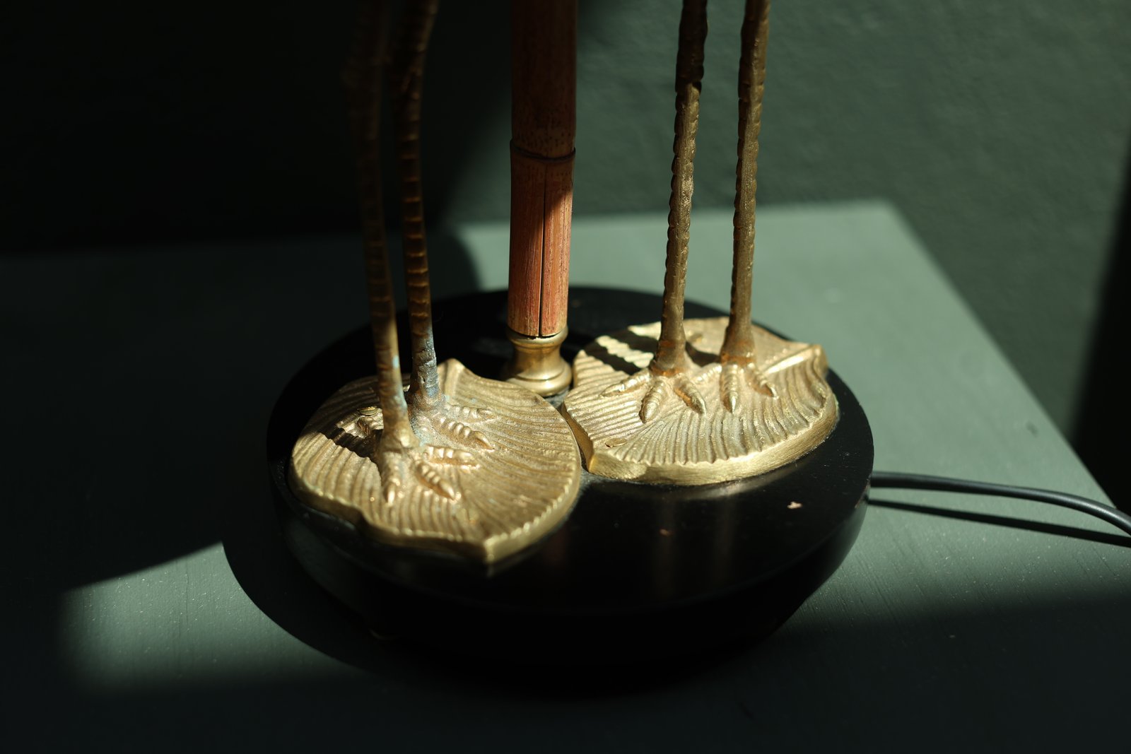 Vintage Italian Flamingo Table Lamp, Brass & Bamboo foto 7
