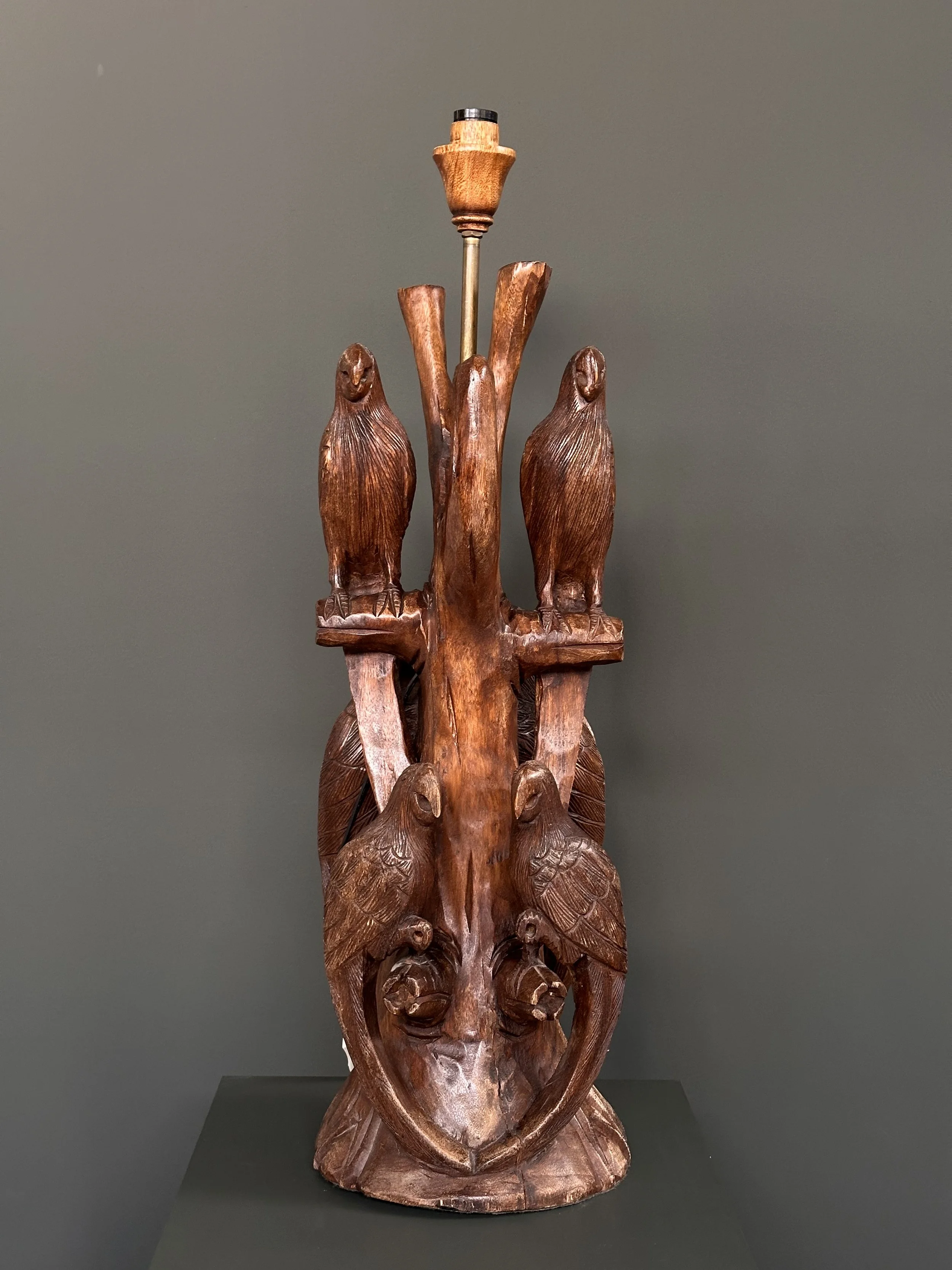 Swiss Hand-Carved Parrot Table Lamp, 1970s foto 4