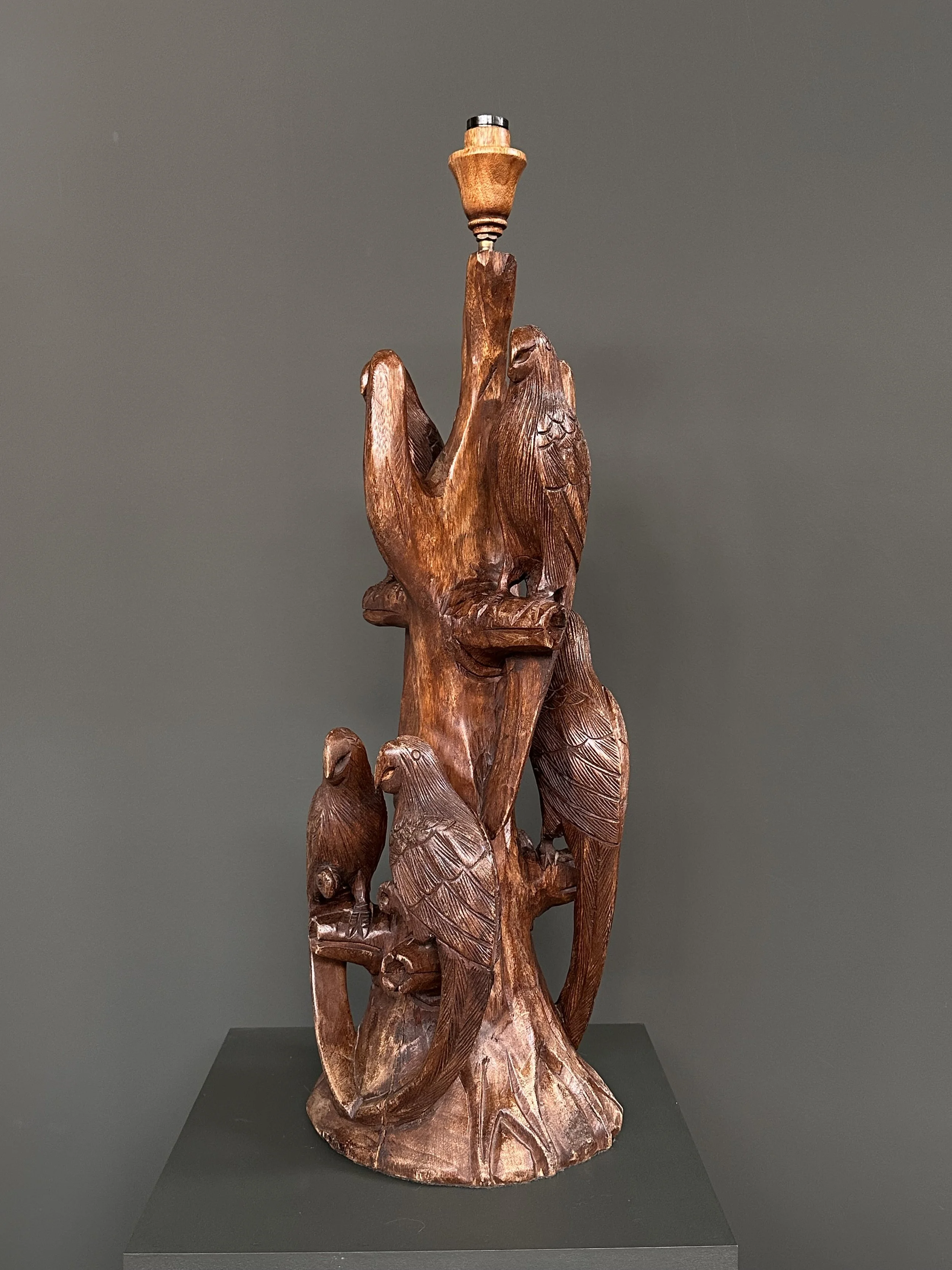Swiss Hand-Carved Parrot Table Lamp, 1970s foto 6