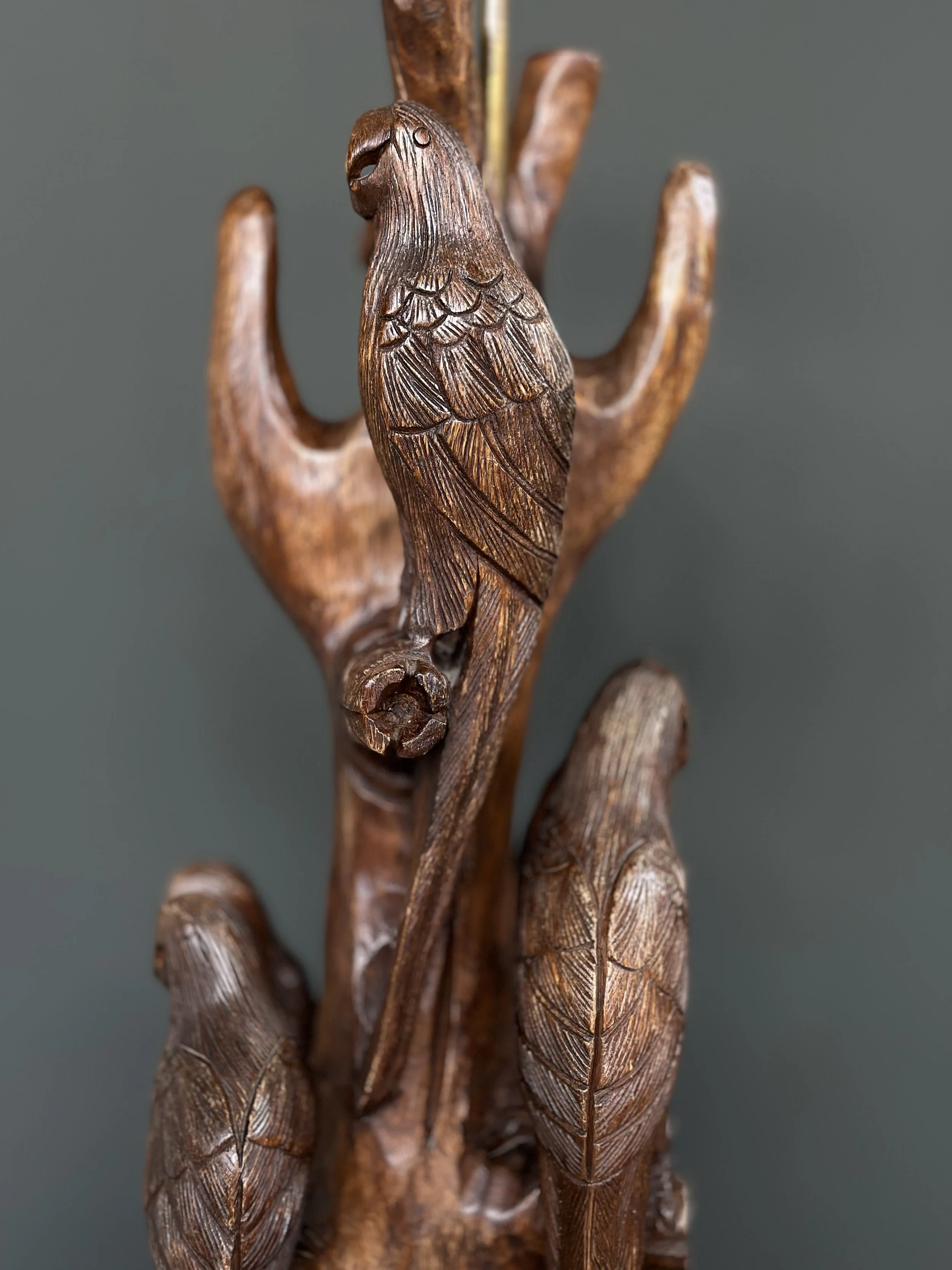 Swiss Hand-Carved Parrot Table Lamp, 1970s foto 7