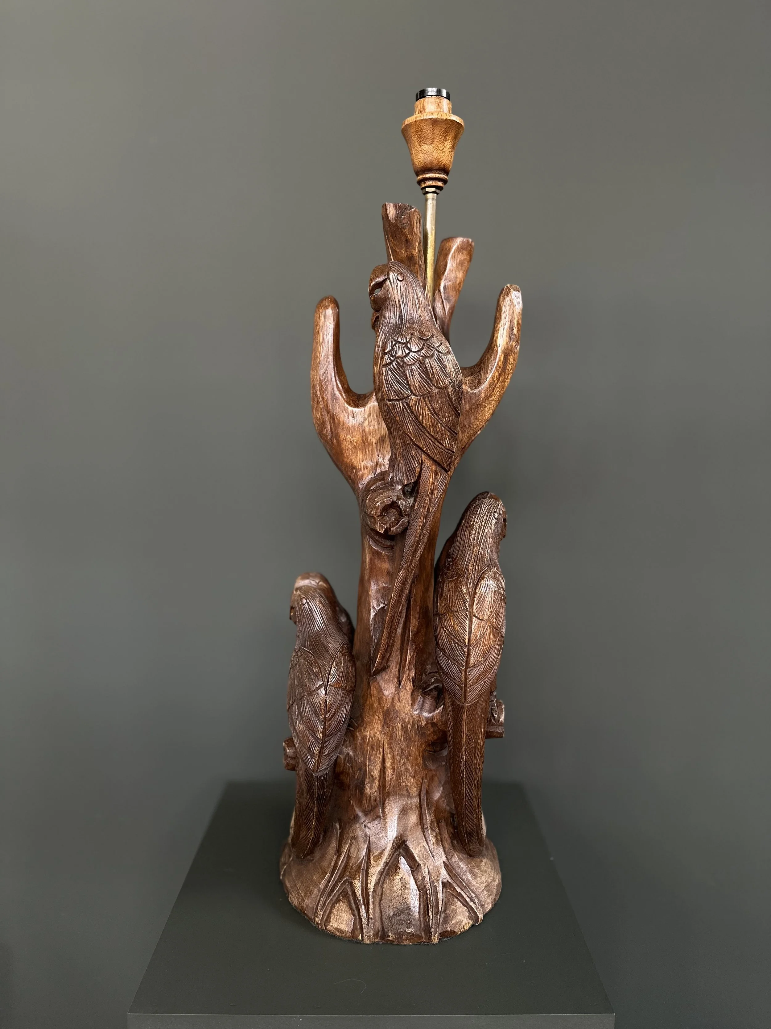 Swiss Hand-Carved Parrot Table Lamp, 1970s foto 8