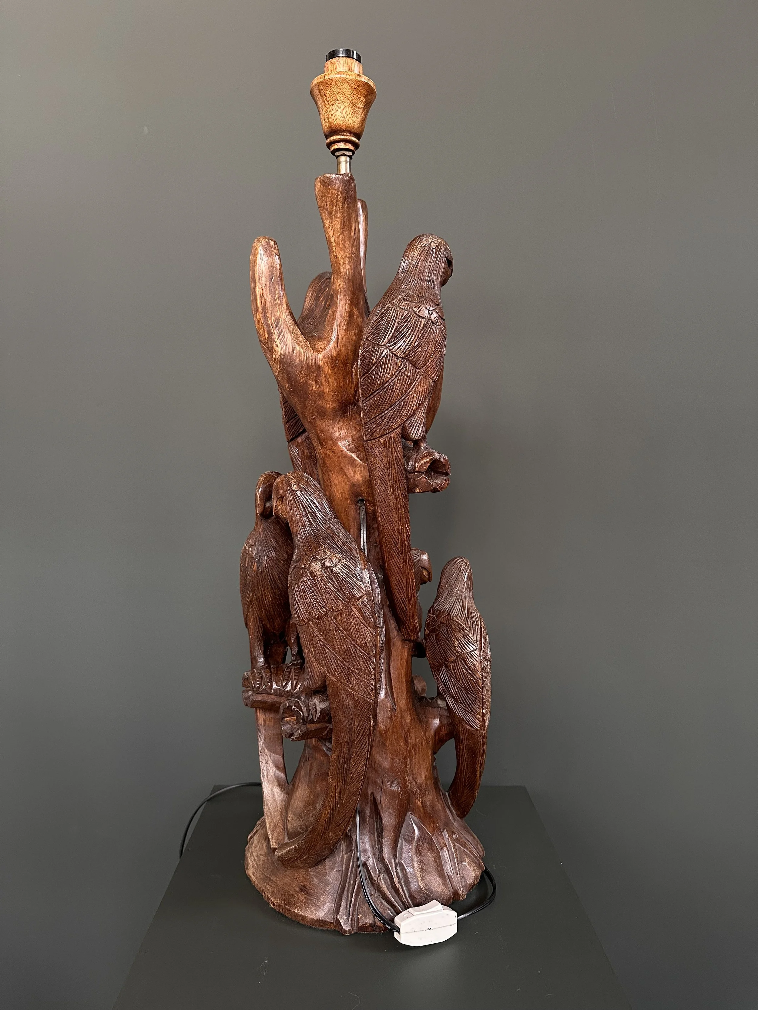 Swiss Hand-Carved Parrot Table Lamp, 1970s foto 11