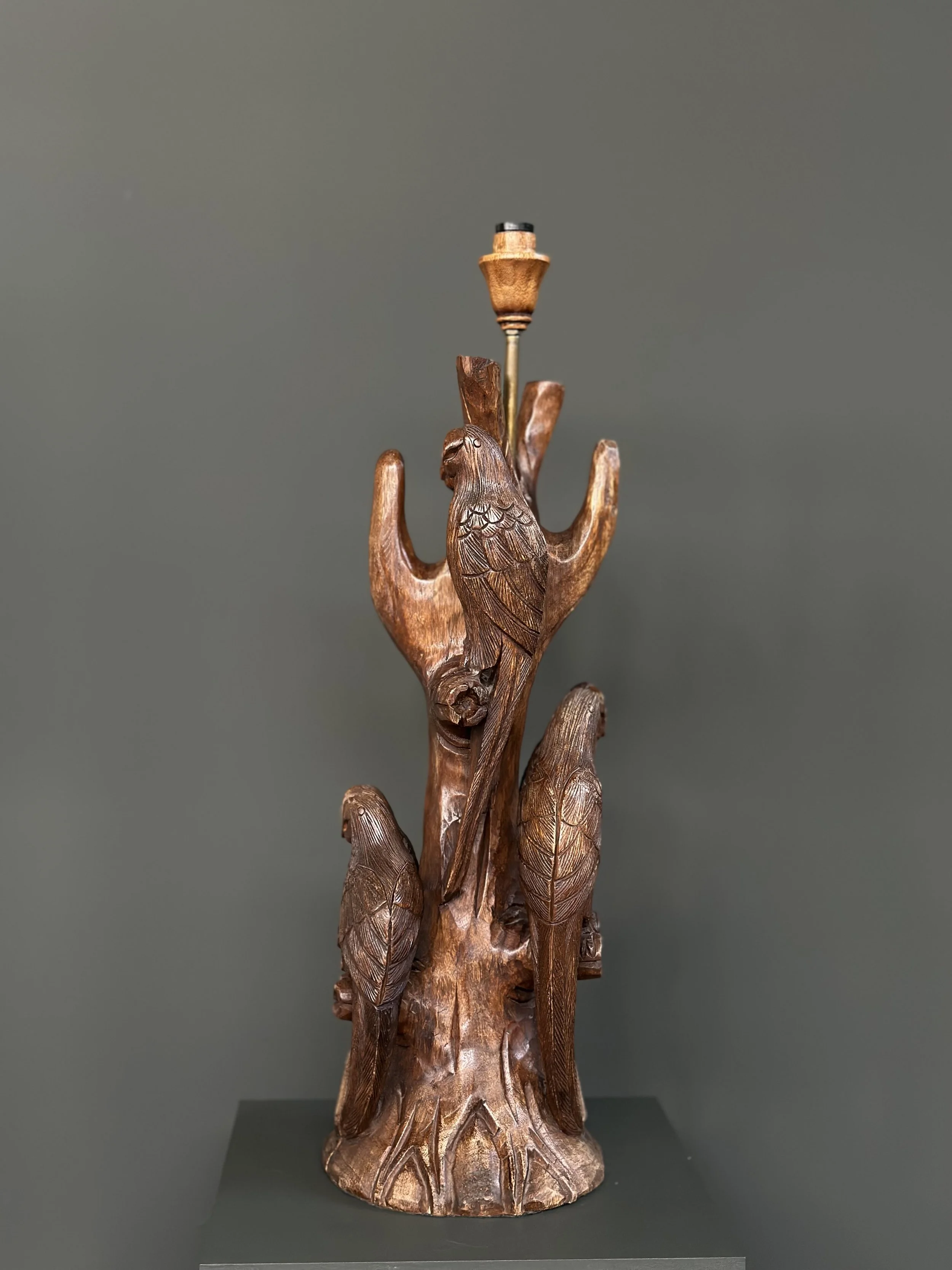 Swiss Hand-Carved Parrot Table Lamp, 1970s foto 12
