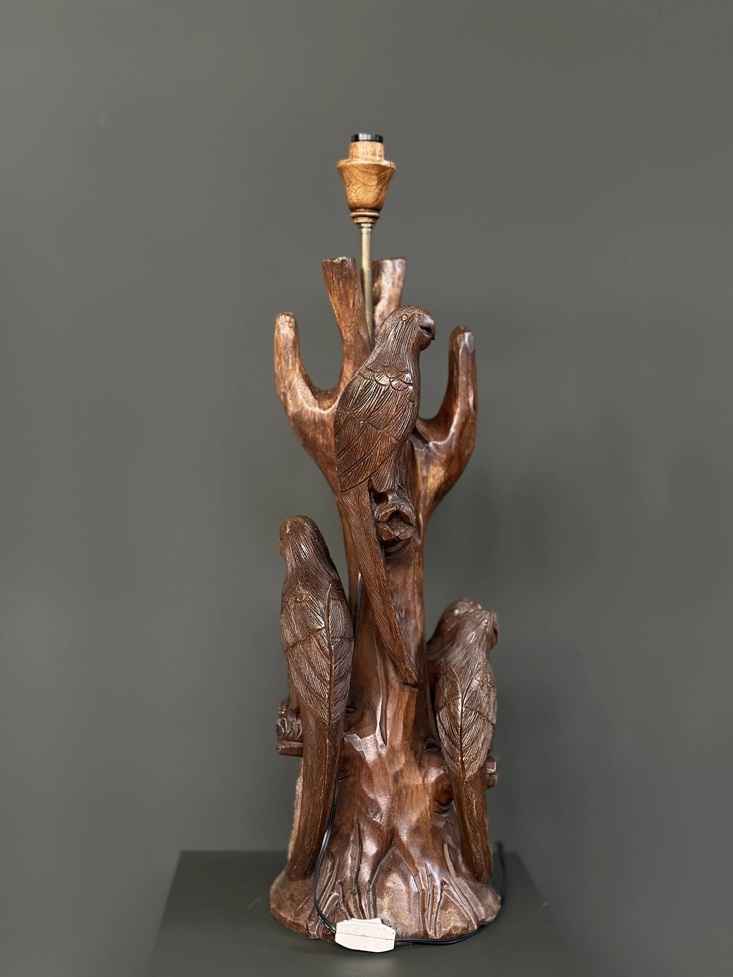 Swiss Hand-Carved Parrot Table Lamp, 1970s foto 13
