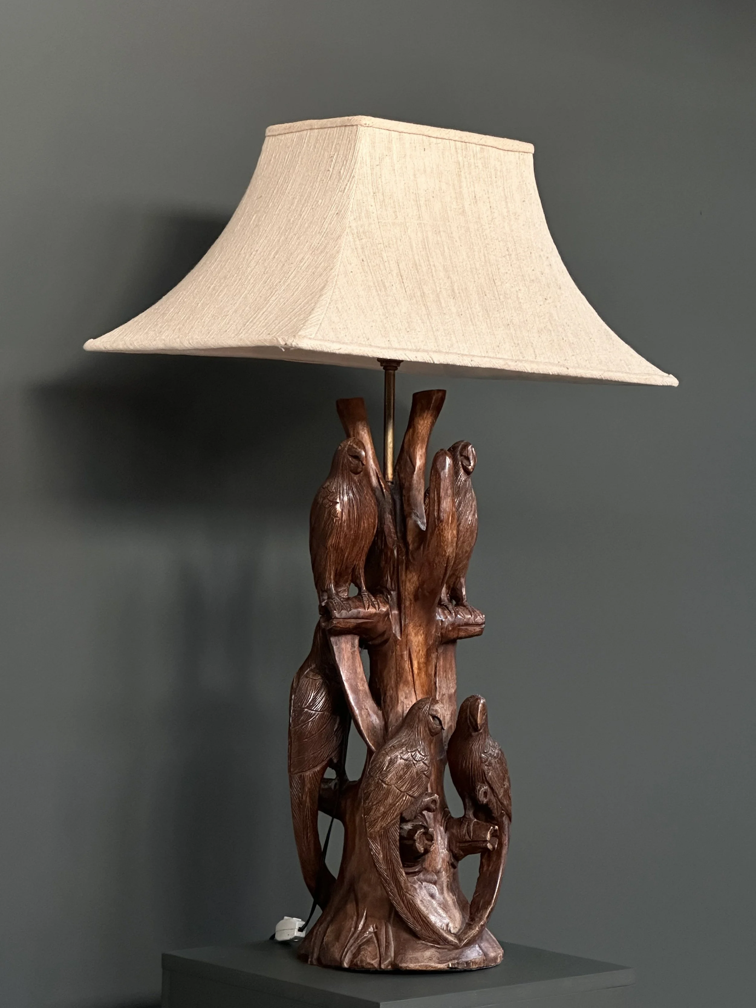 Swiss Hand-Carved Parrot Table Lamp, 1970s foto 14